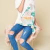 Rayon Blend Tropical Print Top Side Knot Short