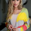 Striped Knit Cardigan: Lightweight Long Sleeve Color Block