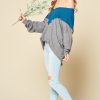 Color Block V Neck Pullover Sweater: Soft Stretchy