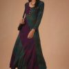 Dandelion Print Long Dress: Scoop Neck Bohemian Flounce