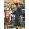 Green Floral Cotton Dress With Lace Elastic Waist